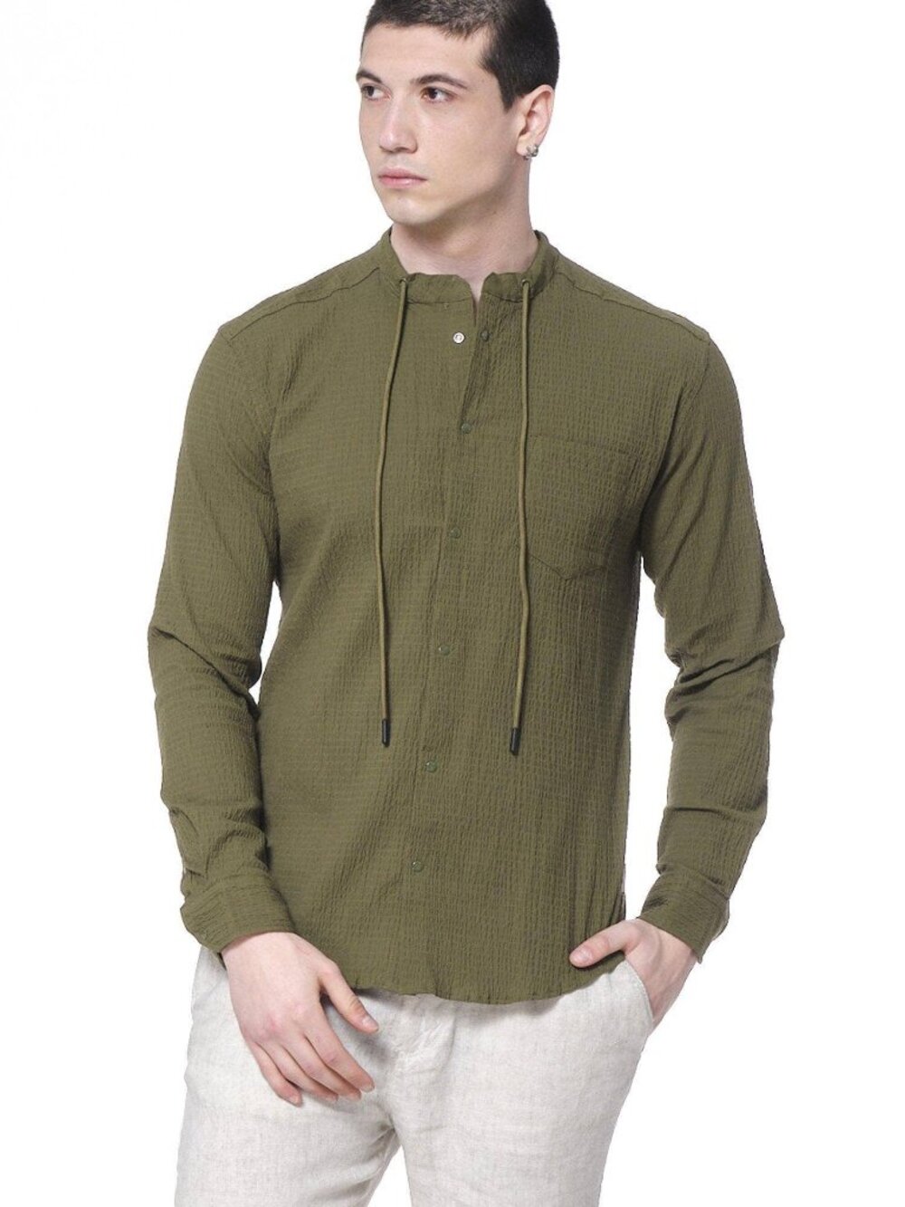 RNT 23 Green Drawstring Long Sleeve Tunic/1185